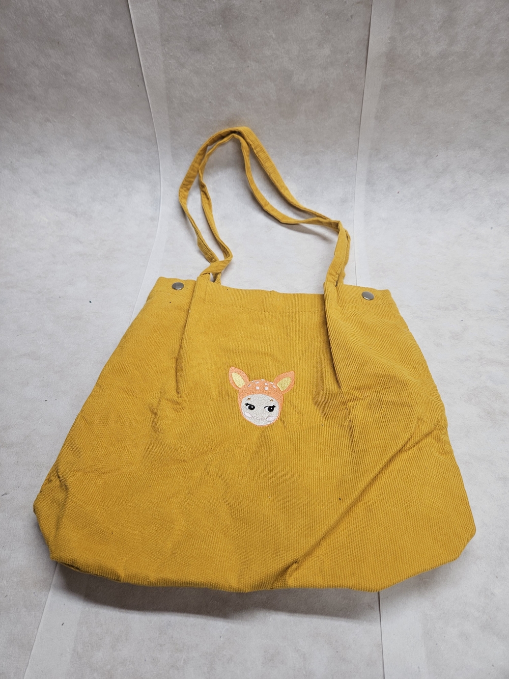 Yellow Corduroy Tote Bag with Deer Sonny Angel Embroidery